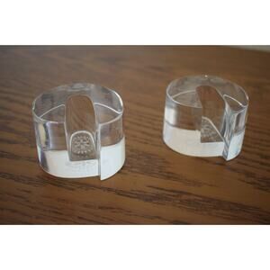 Art Deco Val st Lambert Crystal Candle Holder Set of 2 Belgian Signed 1980's